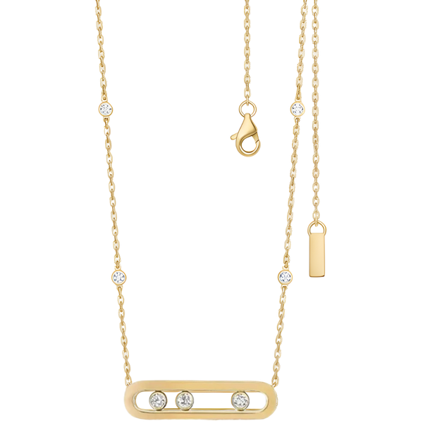 Three Stone Zircon Necklace With Timeless Shine And Free Movement