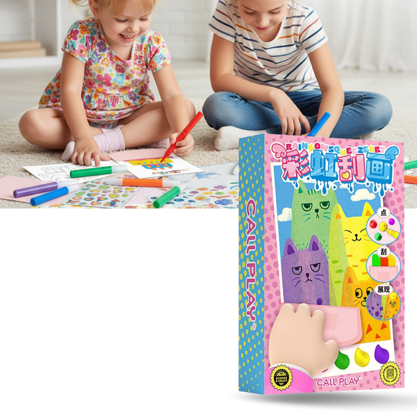 Mess Free Colorful Squeegee Art Kit With Postcards For Kids