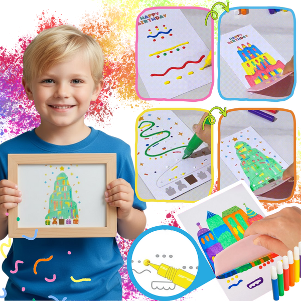 Mess Free Colorful Squeegee Art Kit With Postcards For Kids