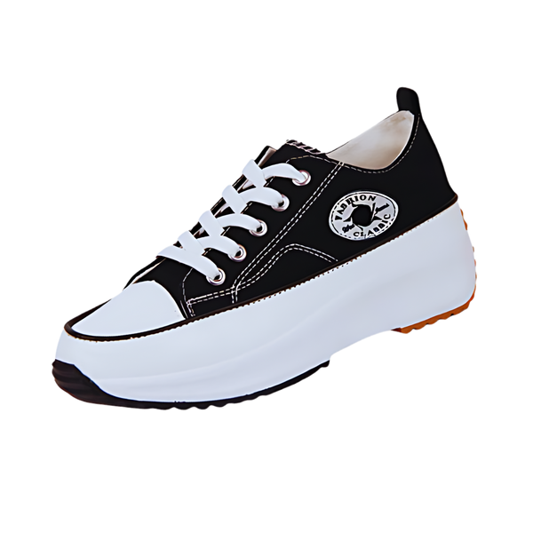 Breathable Canvas Platform Sneaker With Slip Resistant Comfort