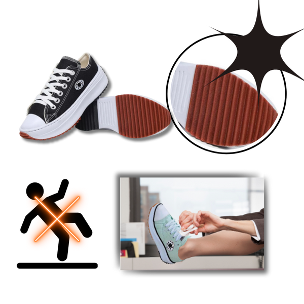 Breathable Canvas Platform Sneaker With Slip Resistant Comfort