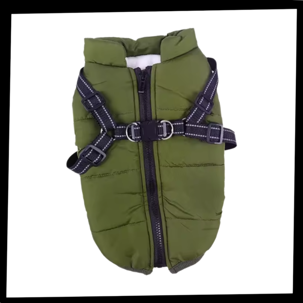 Waterproof Winter Dog Jacket With Built In Harness For Warmth