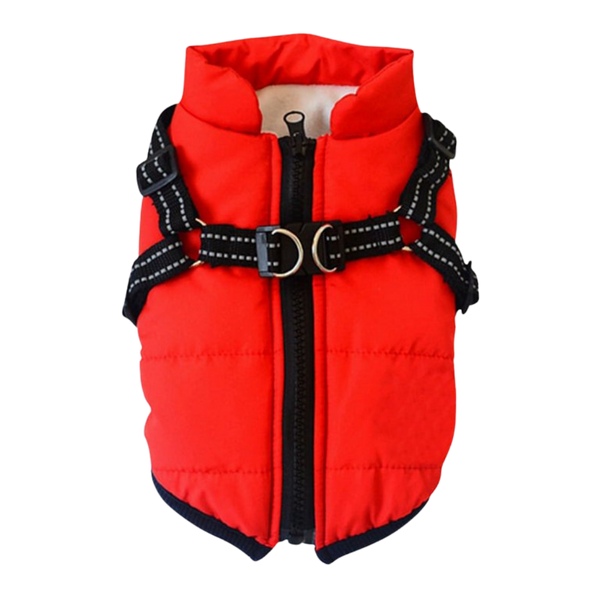Waterproof Winter Dog Jacket With Built In Harness For Warmth