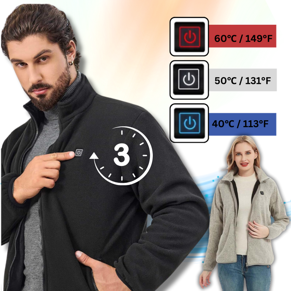 Premium Heated Fleece Jacket With Four Zone Heating For All Day Warmth