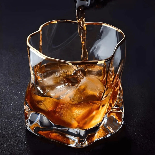 Luxury Textured Whiskey And Whisky Glasses 2 Piece Set