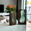 Nordic Live Edge Glass And Wood Floral Centerpiece Vase