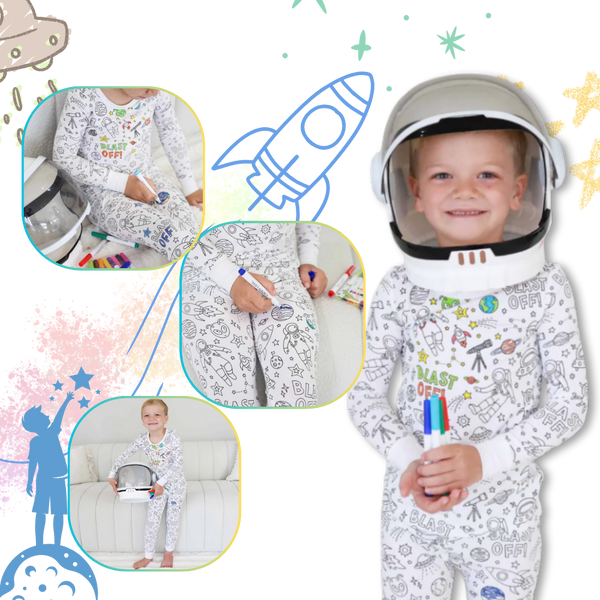 Interactive Colorable Pajama Set For Kids With Reusable Ink Patterns