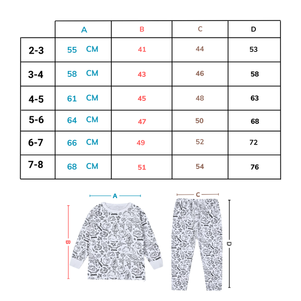 Interactive Colorable Pajama Set For Kids With Reusable Ink Patterns