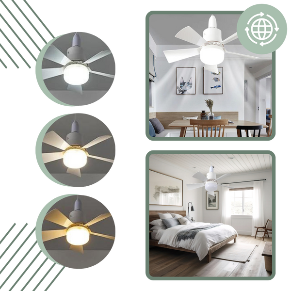 Adjustable E27 Socket Ceiling Fan Light With Remote And Timer