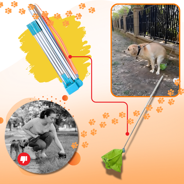 Eco Friendly Dog Pooper Scooper With Long Handle And Self Adhesive Bags