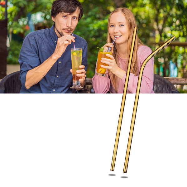 Easy Cleaning Stainless Steel Drinking Straw Set With Brushes And Bag