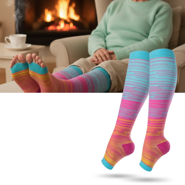 Premium Wide-Calf Open Toe Compression Sock Daily Leg Comfort