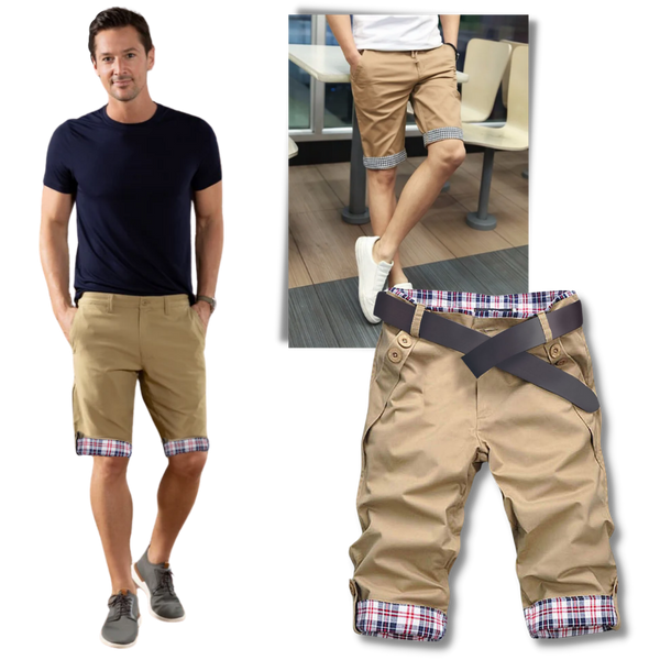 Mens Plaid Patch Cargo Shorts With Breathable Comfort And Versatile Pockets