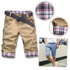 Mens Plaid Patch Cargo Shorts With Breathable Comfort And Versatile Pockets
