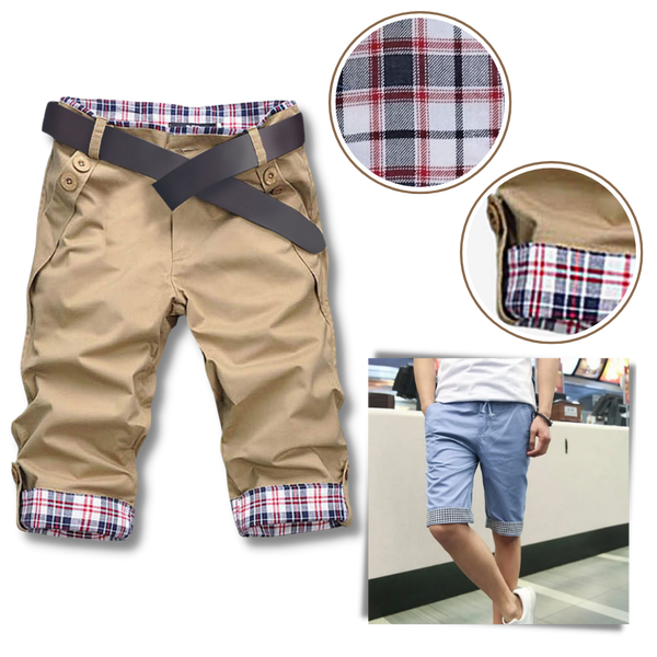 Mens Plaid Patch Cargo Shorts With Breathable Comfort And Versatile Pockets