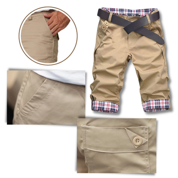 Mens Plaid Patch Cargo Shorts With Breathable Comfort And Versatile Pockets