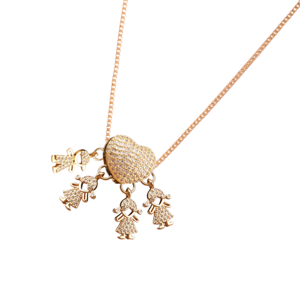 Mum Charm Necklace Symbolizing Bond With Children, Adjustable