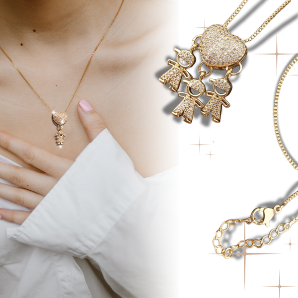 Mum Charm Necklace Symbolizing Bond With Children, Adjustable