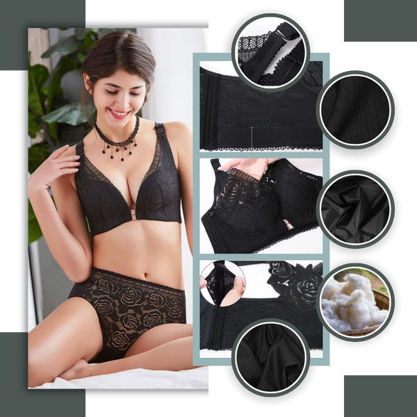 Lace Wireless Bra With Front Closure And Gentle Push Up Lift