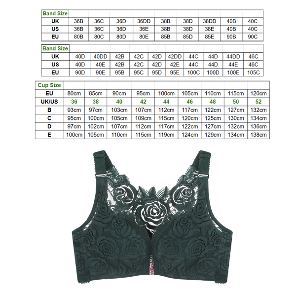 Lace Wireless Bra With Front Closure And Gentle Push Up Lift