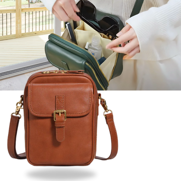 Vegan Leather Crossbody Bag With Built-In Wallet And Quick-Access Pockets