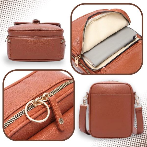 Vegan Leather Crossbody Bag With Built-In Wallet And Quick-Access Pockets