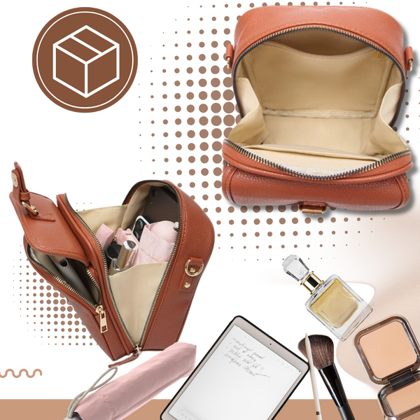Vegan Leather Crossbody Bag With Built-In Wallet And Quick-Access Pockets