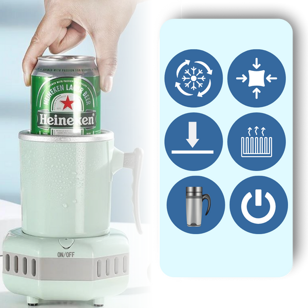 Quiet Energy Efficient Drink Cup Cooler Delivers Rapid Cooling