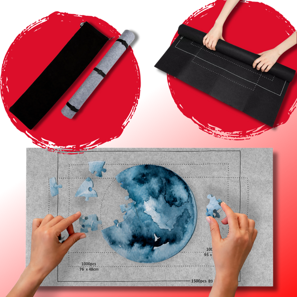 Roll Up Felt Puzzle Mat for 1500 to 3000 Pieces, Portable Storage