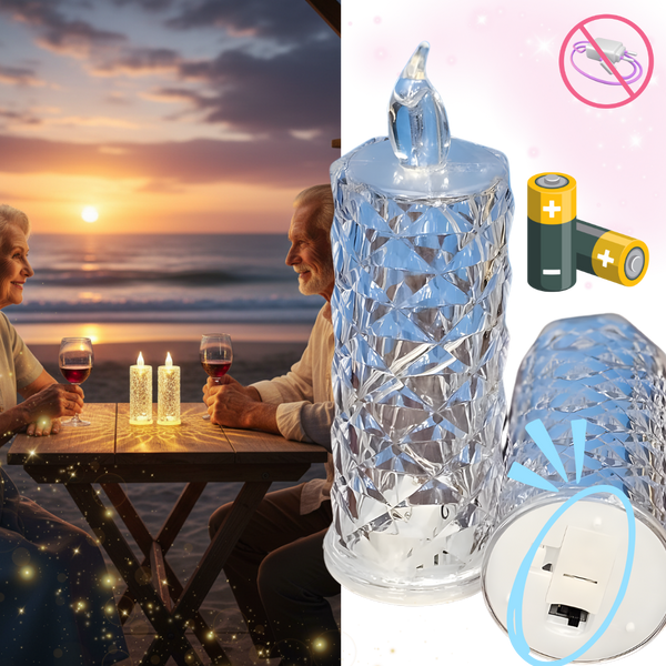 Battery-Powered Crystal Candle Lamp for Safe, Mess-Free Ambiance