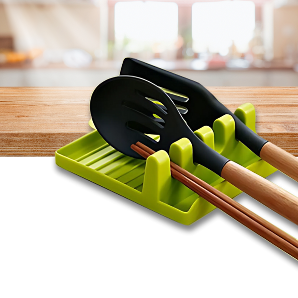 Four-Slot Silicone Spatula Rack With Non-Slip Heat-Resistant