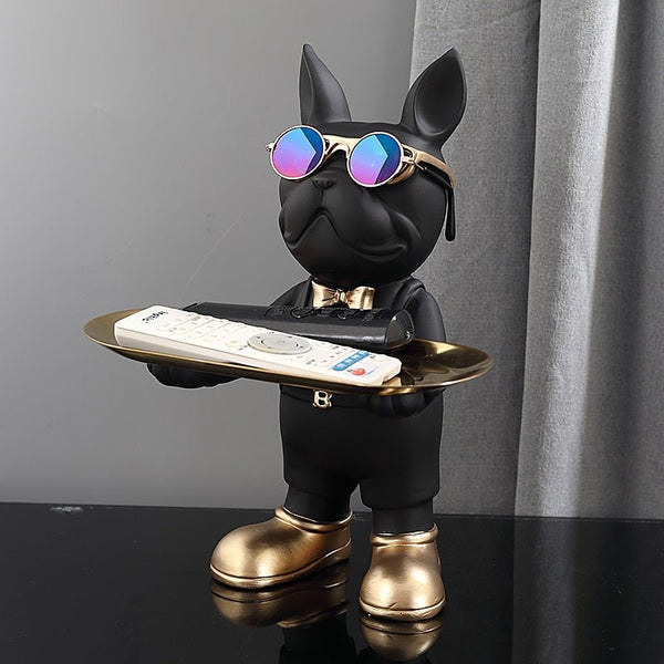 French Bulldog Butler Statue Elegant Home Decor Figurine