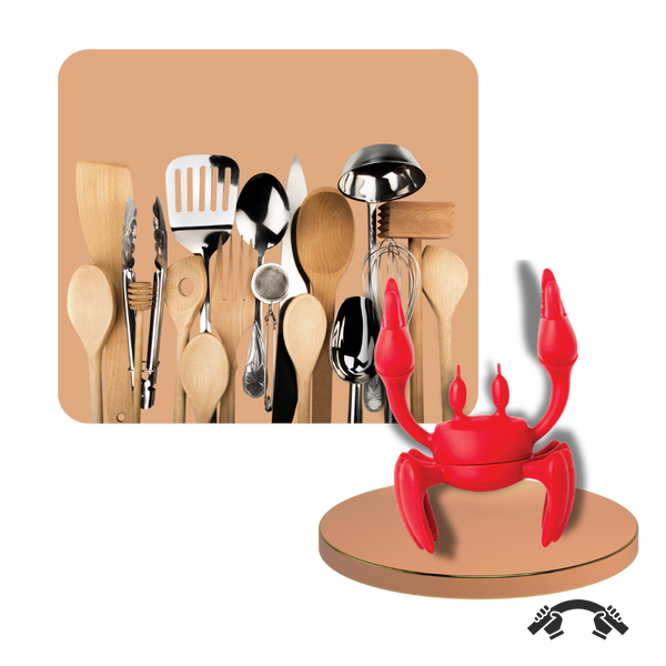 Crab Design Non Slip Spoon Holder Keeps Utensils Off Counter Heat Resistant