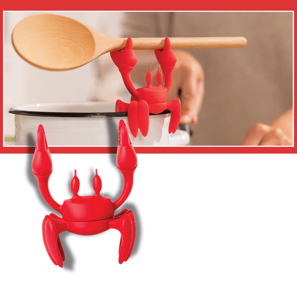 Crab Design Non Slip Spoon Holder Keeps Utensils Off Counter Heat Resistant