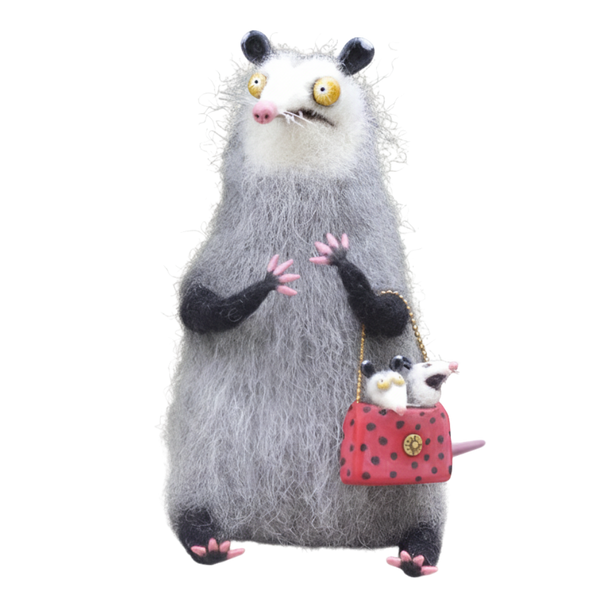 Handmade Wool Cat Figurine For Playful Home Decor Accent