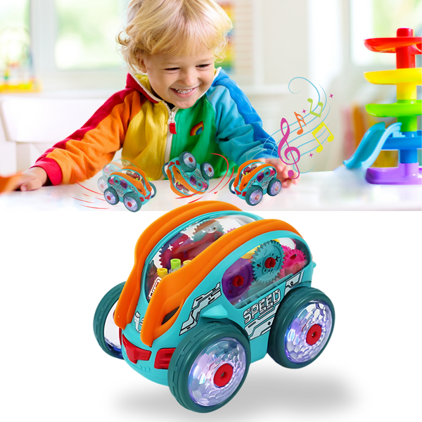 Gear-Driven Speedlite Toy Car With LED Lights And Music