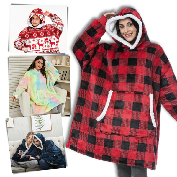 Oversized Blanket Hoodie With Plush Fleece Lining For All Day Warmth