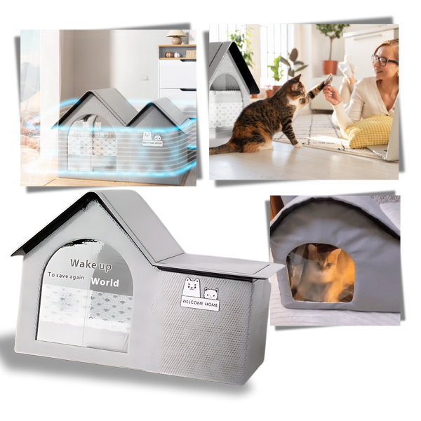 Cooling Cat House With Heat Reflective Insulation Layer