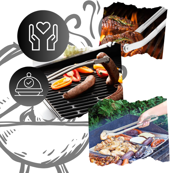 Premium Heat Resistant Grill Tongs With Ergonomic Grip For Easy Flipping