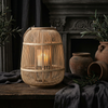 Rustic Rattan Lantern With Flameless Led Candle For Outdoor Patio
