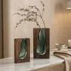 Nordic Live Edge Glass And Wood Floral Centerpiece Vase