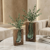 Nordic Live Edge Glass And Wood Floral Centerpiece Vase