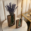 Nordic Live Edge Glass And Wood Floral Centerpiece Vase