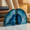 Premium Blue Agate Bookends 2 Piece Set Natural Stone Home Decor