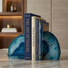 Premium Blue Agate Bookends 2 Piece Set Natural Stone Home Decor