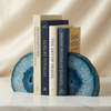 Premium Blue Agate Bookends 2 Piece Set Natural Stone Home Decor