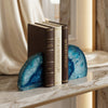 Premium Blue Agate Bookends 2 Piece Set Natural Stone Home Decor