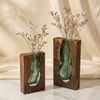 Nordic Live Edge Glass And Wood Floral Centerpiece Vase