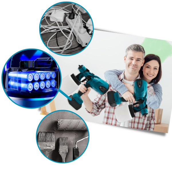 Cordless High Pressure Paint Sprayer With Adjustable Flow And Two Batteries