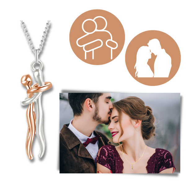 Hug Love Couple Necklace Symbolizing Lifelong Bond Keepsake